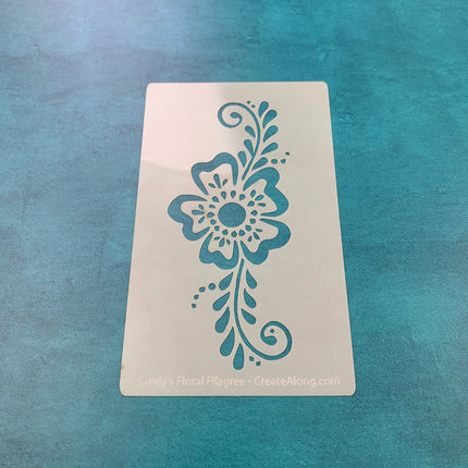 Sandy's Floral Filigree Stencil great for Polymer Clay Art Jewelry Mixed Media Fairy Doors