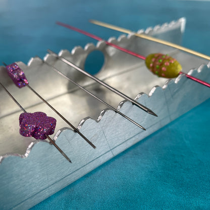 Bead Baking and Drying Rack aluminum includes 20 bead pins in protective case polymer clay pen blanks resin - Create Along 