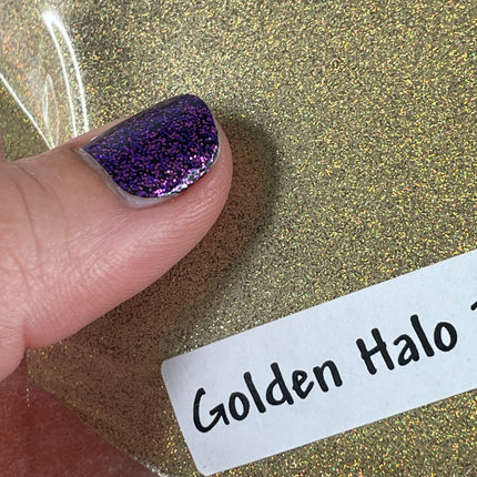 Golden Halo Powderfine Gold Holographic Glitter for pens candles earrings clay resin mugs slime tumblers nail art 2 oz - Create Along 