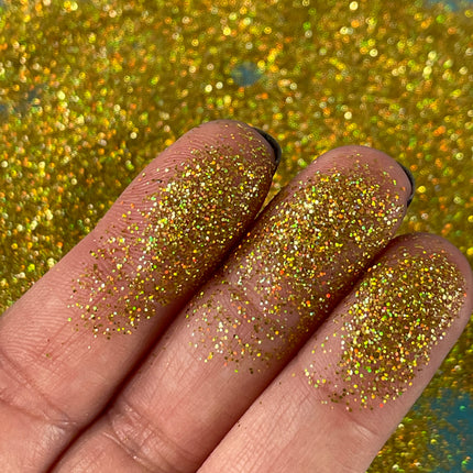 Golden Halo gold holographic super ultra fine SF Glitter for pens candles earrings clay resin mugs slime tumblers nail art 2 oz - Create Along 