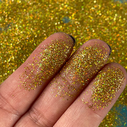 Golden Halo gold holographic super ultra fine SF Glitter for pens candles earrings clay resin mugs slime tumblers nail art 2 oz - Create Along 
