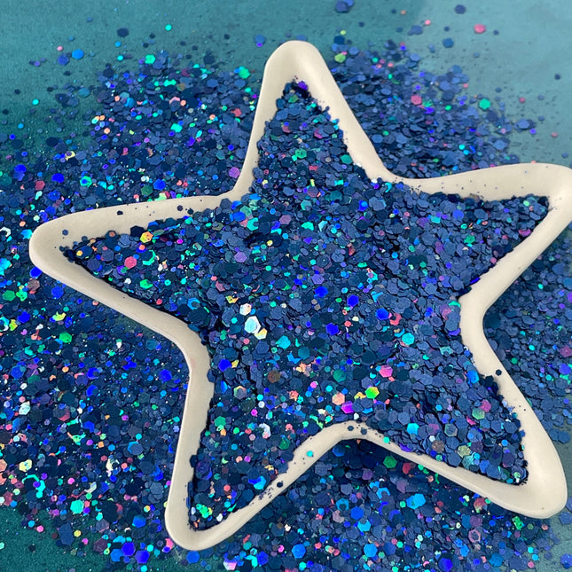 Gulf of Mexico Deep Blue Holographic Chunky Glitter for pens candles earrings clay resin mugs slime tumblers nail art 2 oz - Create Along 