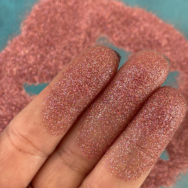 Morning Light Deep Rose Blush Pink Holo Glitter for pens candles earrings clay resin mugs slime tumblers nail art 2 oz - Create Along 
