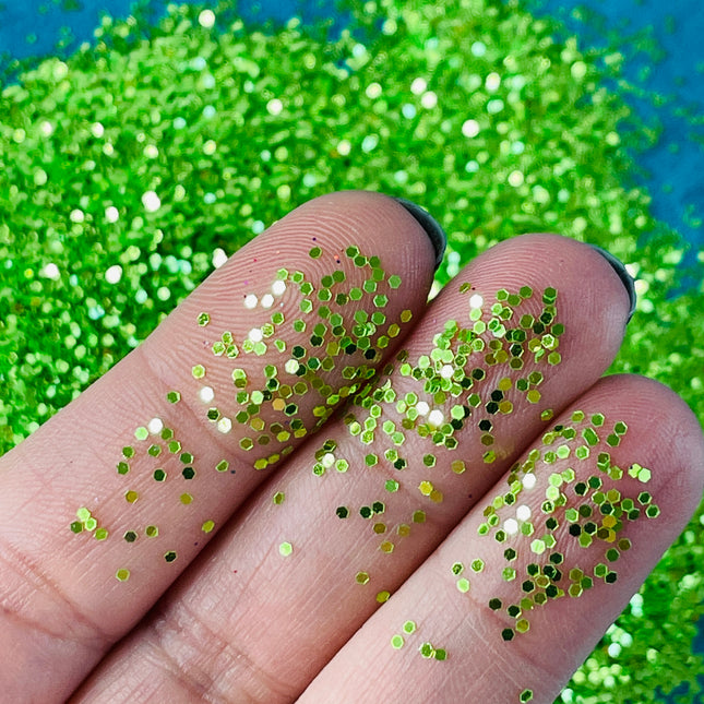 Margarita ville Green Yellow Glitter for pens candles earrings clay resin mugs slime tumblers nail art 2 oz - Create Along 