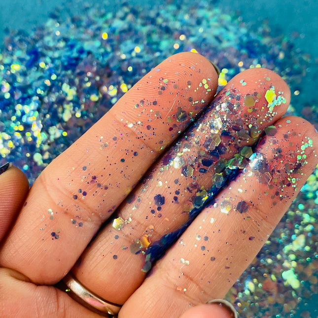Serenity Purple Aqua Turquoise Chunky Glitter for pens candles earrings clay resin mugs slime tumblers nail art 2 oz - Create Along 