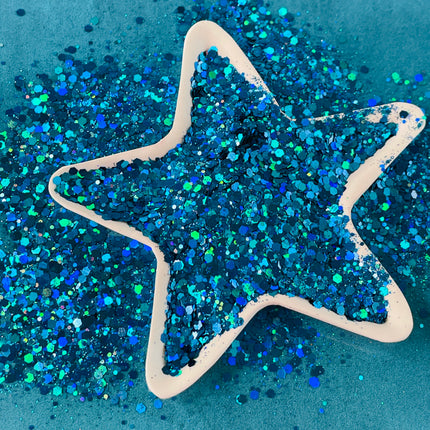 Caribbean Blue Green Mix Glitter for pens candles earrings clay resin mugs slime tumblers nail art 2 oz - Create Along 