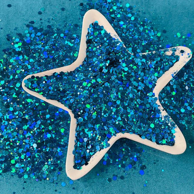 Caribbean Blue Green Mix Glitter for pens candles earrings clay resin mugs slime tumblers nail art 2 oz - Create Along 
