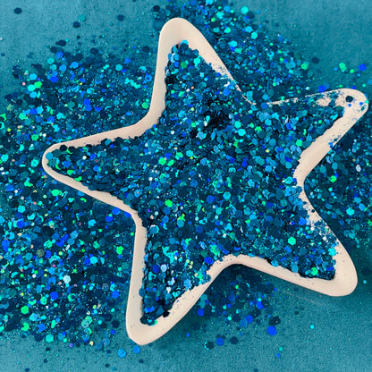 Caribbean Blue Green Mix Glitter for pens candles earrings clay resin mugs slime tumblers nail art 2 oz - Create Along 
