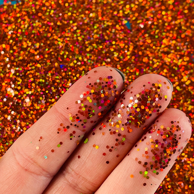 Pumpkin Spice Orange Holographic Glitter for pens candles earrings clay resin mugs slime tumblers nail art 2 oz - Create Along 