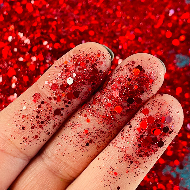 Fire Ablaze Red Chunky Glitter for pens candles earrings clay resin mugs slime tumblers nail art 2 oz - Create Along 