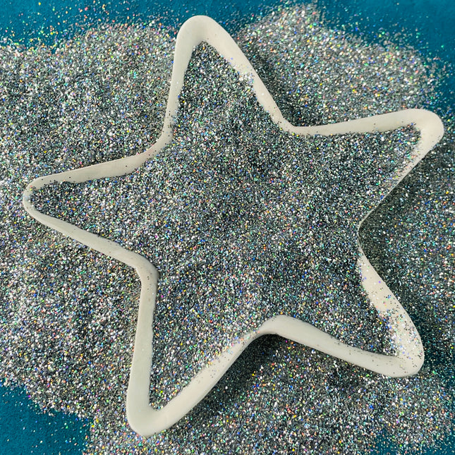 Super Silver ultra fine holographic Glitter for pens candles earrings clay resin mugs slime tumblers nail art 2 oz - Create Along 