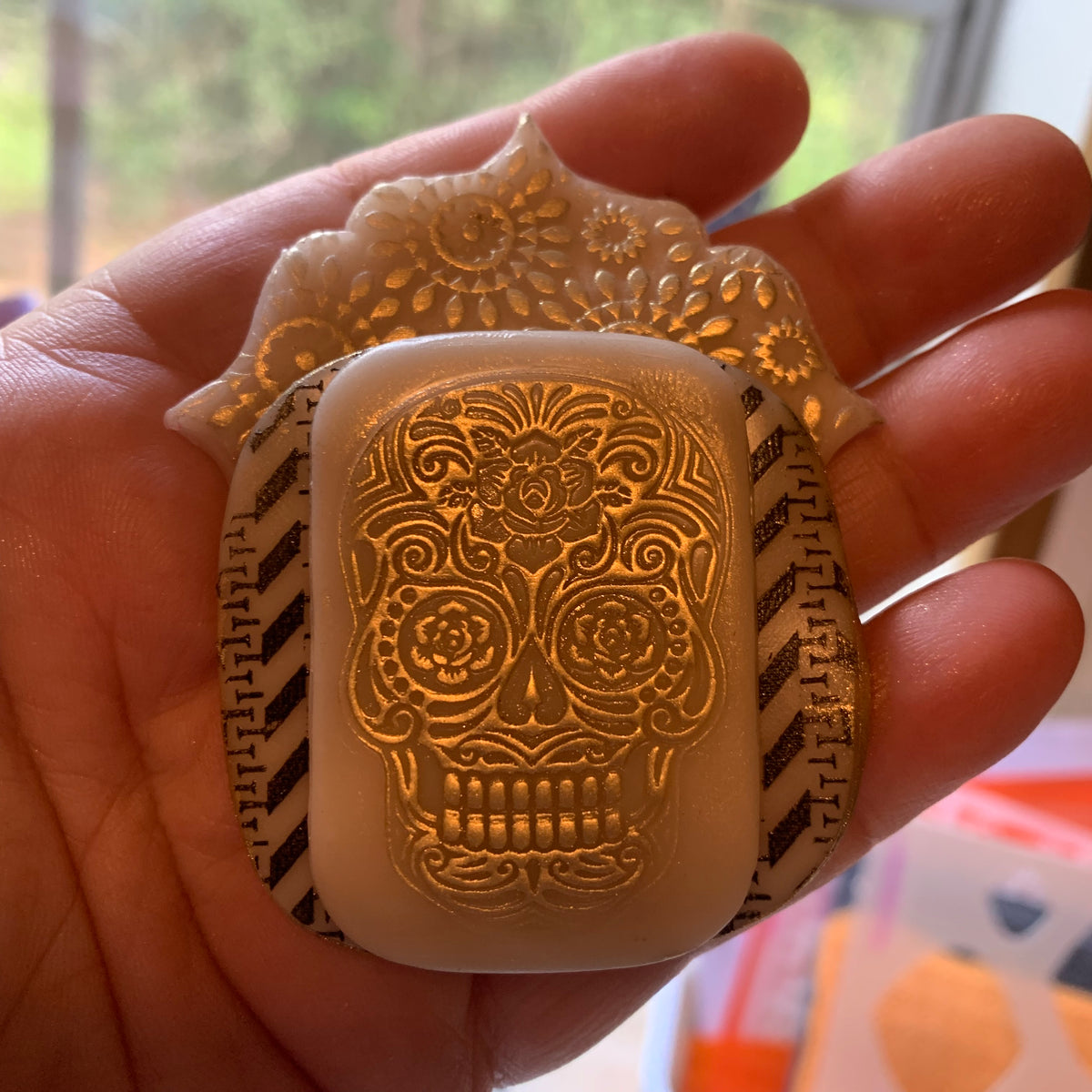 Sugar Skulls Deco Disc stamps texture polymer clay art jewelry mixed-media - Polymer Clay TV tutorial and supplies