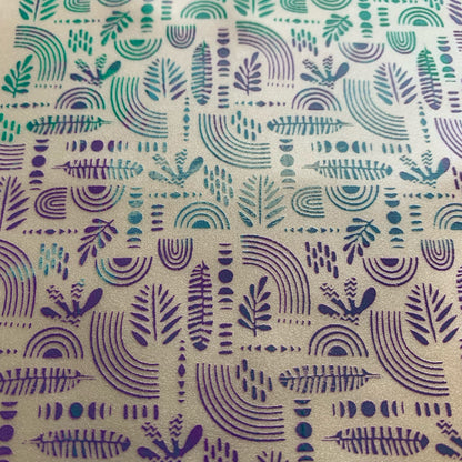 Silkscreen Stencil SLAB Leaves and Rainbows For Polymer Clay And Mixed Media Overall Design