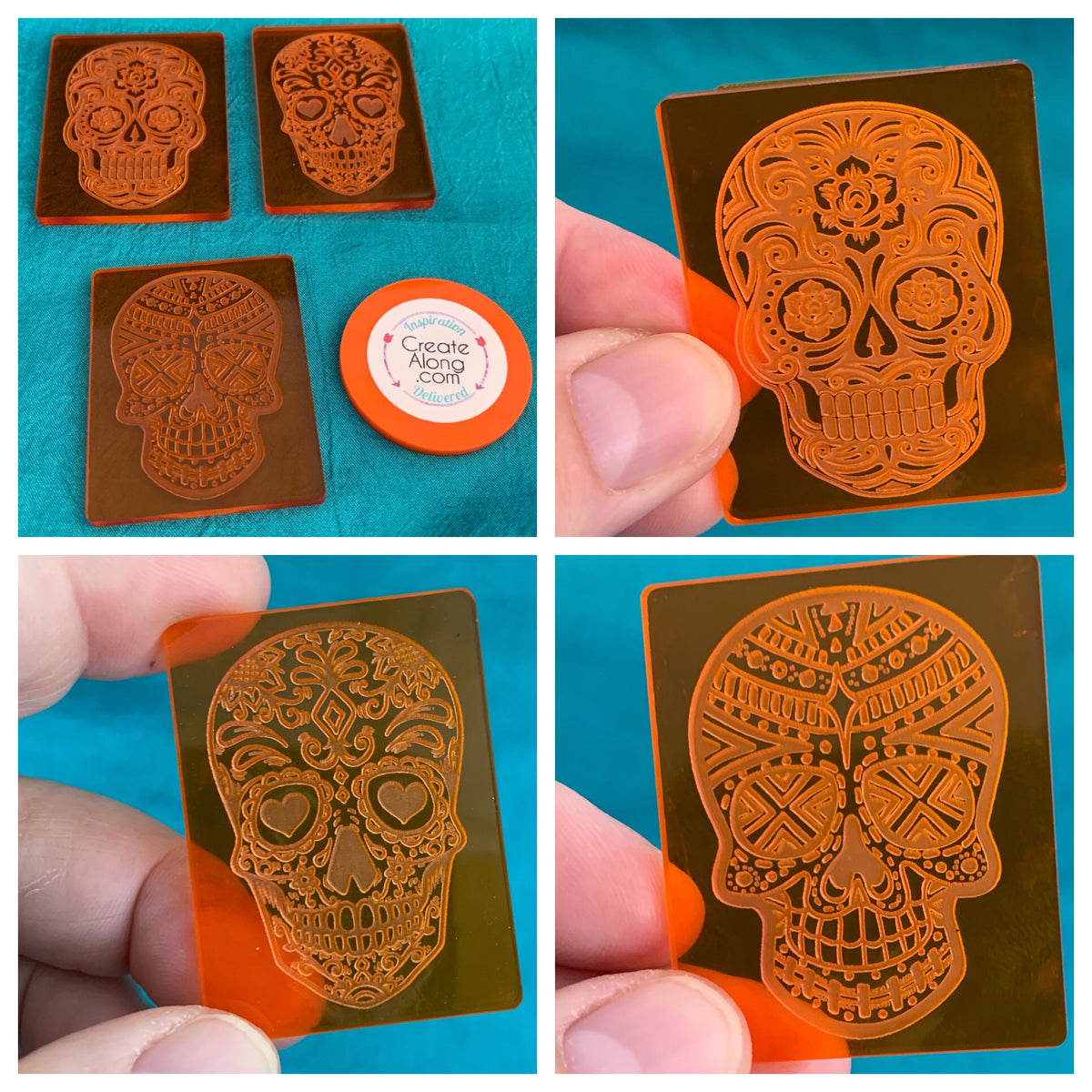 Sugar Skulls Deco Disc stamps texture polymer clay art jewelry mixed-media - Polymer Clay TV tutorial and supplies