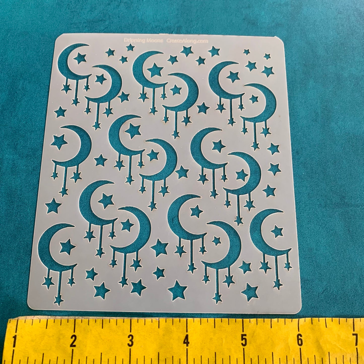 Dripping Moons and Stars Mylar Stencil texture sheet for polymer clay earrings art jewelry mixed media