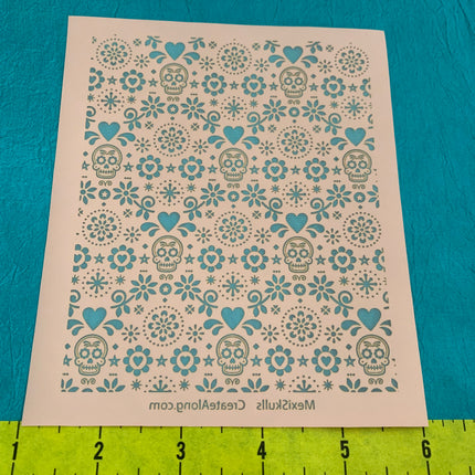 Silk Screen MexiSkulls Halloween day of the Dead Stencil for Polymer Clay, Art Jewelry, Mixed Media - Create Along 