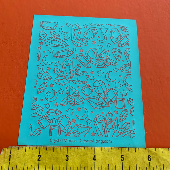 Silk Screen Crystal Moons Stones Stencil For Polymer Clay - Create Along 
