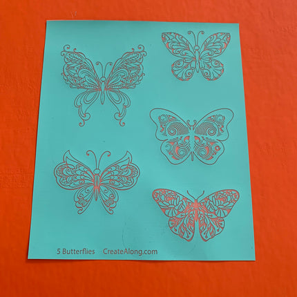 Silkscreen 5 Butterflies Bugs Stencil Polymer Clay Earrings Art Jewelry Crafting Butterfly - Create Along 