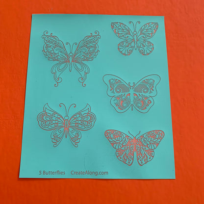 Silkscreen 5 Butterflies Bugs Stencil Polymer Clay Earrings Art Jewelry Crafting Butterfly - Create Along 