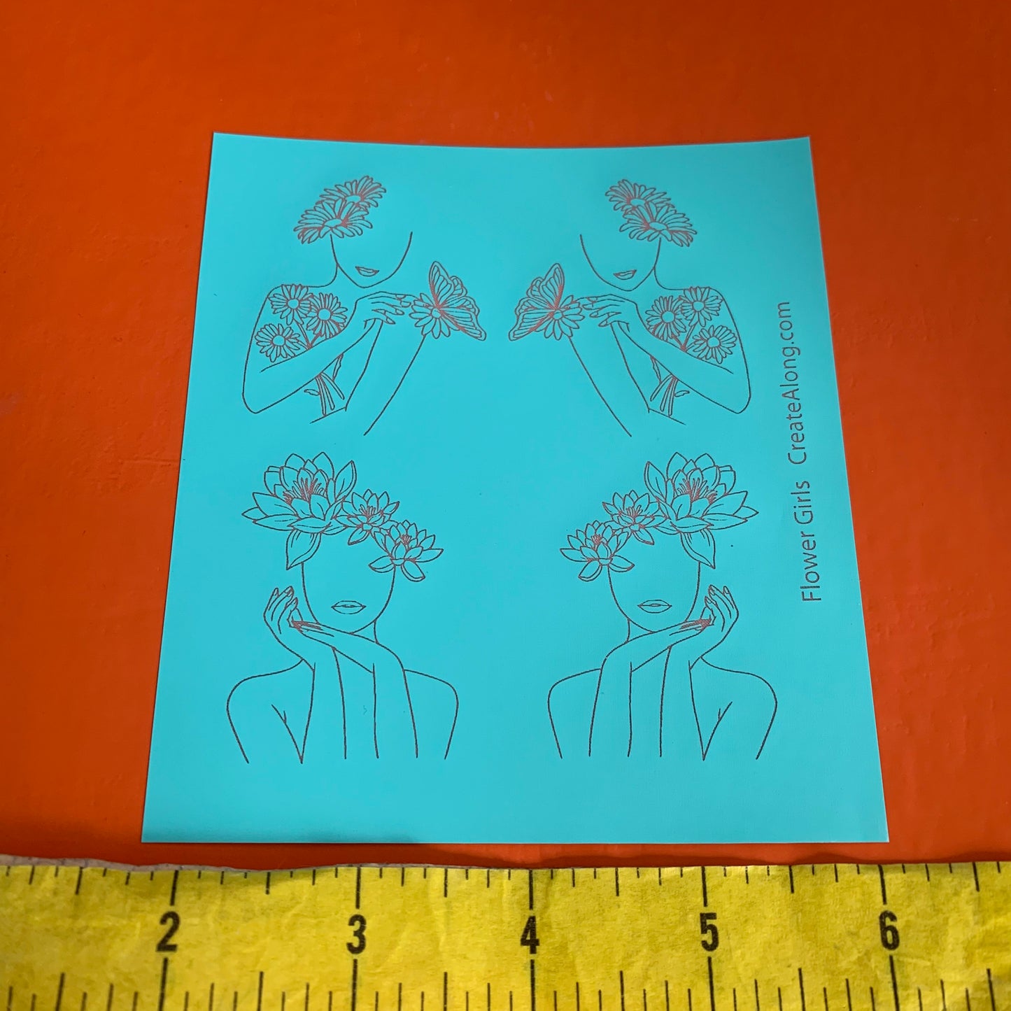 Silk Screen Flower Girl Women's  faces and flowers Stencil For Polymer Clay