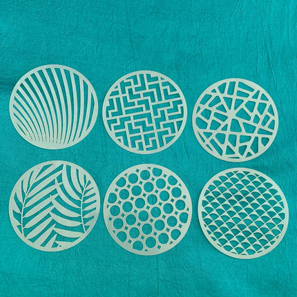 Set #1 Round Stencils 6 patterns for polymer clay art jewelry mixed media - Polymer Clay TV tutorial and supplies