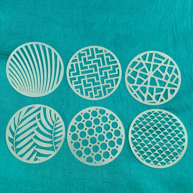 Set #1 Round Stencils 6 patterns for polymer clay art jewelry mixed media - Polymer Clay TV tutorial and supplies