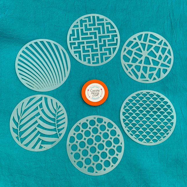 Set #1 Round Stencils 6 patterns for polymer clay art jewelry mixed media - Polymer Clay TV tutorial and supplies