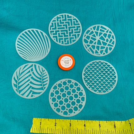 Set #1 Round Stencils 6 patterns for polymer clay art jewelry mixed media - Polymer Clay TV tutorial and supplies