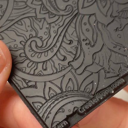 Fern Swirling botanical Rubber Stamp Texture Sheet Mat fine line clay stamp - Create Along 