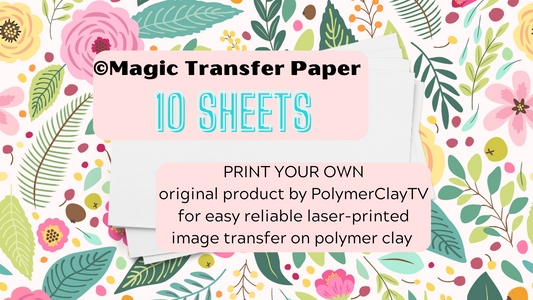 © Magic Transfer Paper 10 sheets images on polymer clay dissolving laser