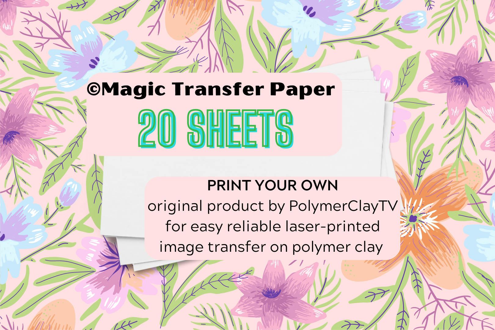© Magic Transfer Paper 20 sheets images on polymer clay dissolving las