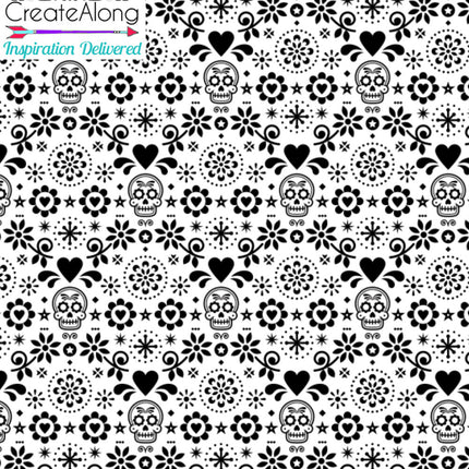 Silk Screen MexiSkulls Halloween day of the Dead Stencil for Polymer Clay, Art Jewelry, Mixed Media - Create Along 