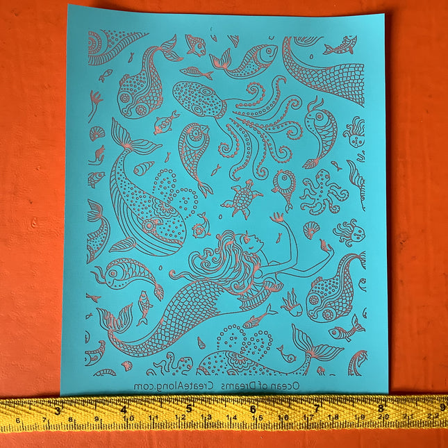 Mermaid Beach Ocean of Dreams Silkscreen for Polymer Clay and Mixed Media - Create Along 