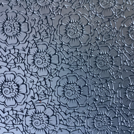Pinwheel Floral Flower Rubber Deco Stamp Texture Sheet Mat for polymer clay metal clay mixed media art - Create Along 