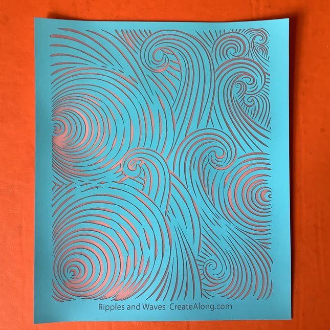 Ripples & Waves Beach Ocean Sea Silkscreen for Polymer Clay and Mixed Media - Create Along 