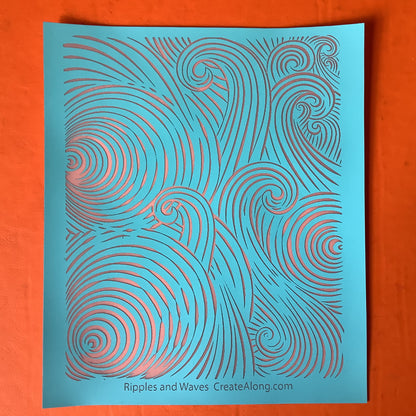 Ripples & Waves Beach Ocean Sea Silkscreen for Polymer Clay and Mixed Media - Create Along 