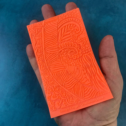 Sandy's Tangle Texture Mat Silicone rubber Stamp for polymer clay paper Gelli plate and resin