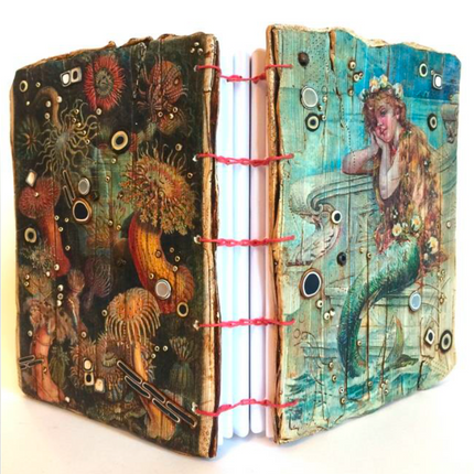 By the Sea Coptic Book binding Image Transfer polymer clay tutorial with Lisa Renner - Create Along 