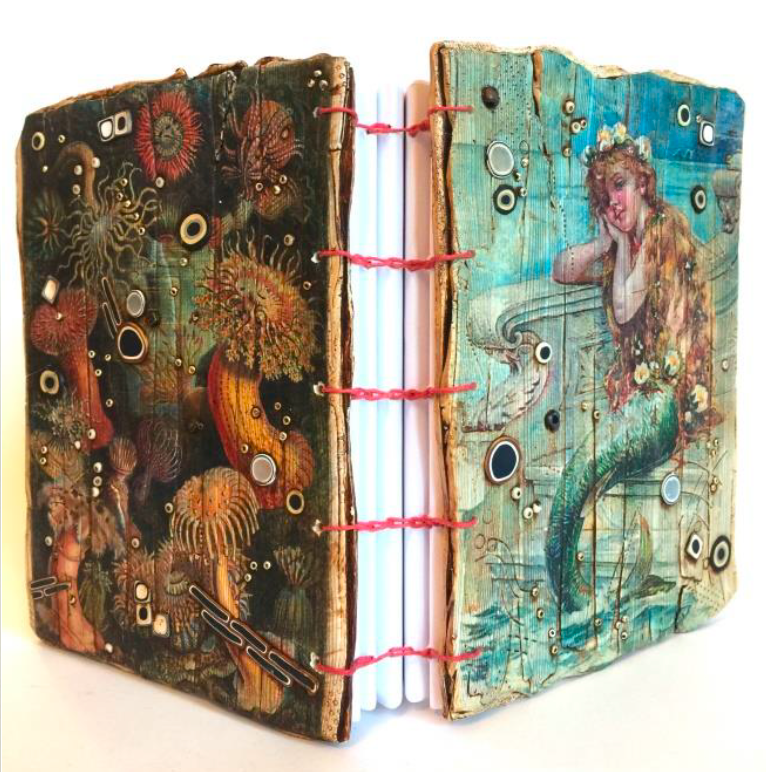 By the Sea Coptic Book binding Image Transfer polymer clay tutorial with Lisa Renner