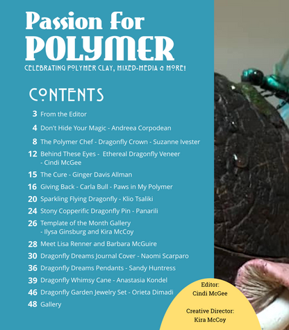 Dragonflies - DIGITAL June 2020 Passion for Polymer clay magazine- PDF download - Create Along 