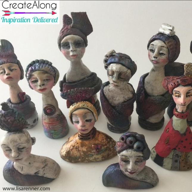 Wee Kins online workshop polymer clay art doll bust tutorial with Lisa Renner - Create Along 