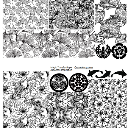 Digital Japanese Inspiration Image Transfer PDF for creating images on raw polymer clay and for use with Magic Transfer Paper - Create Along 