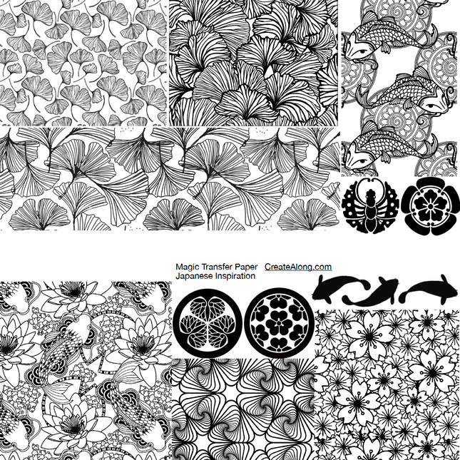 Digital Japanese Inspiration Image Transfer PDF for creating images on raw polymer clay and for use with Magic Transfer Paper - Create Along 