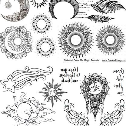 Digital Celestial Image Transfer PDF for creating images on raw polymer clay and for use with Magic Transfer Paper - Create Along 