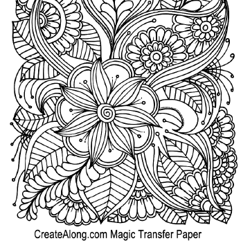 Digital Floral Fantasia Image Transfer PDF for creating images on raw polymer clay and for use with Magic Transfer Paper