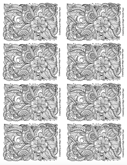 Digital Floral Fantasia Image Transfer PDF for creating images on raw polymer clay and for use with Magic Transfer Paper