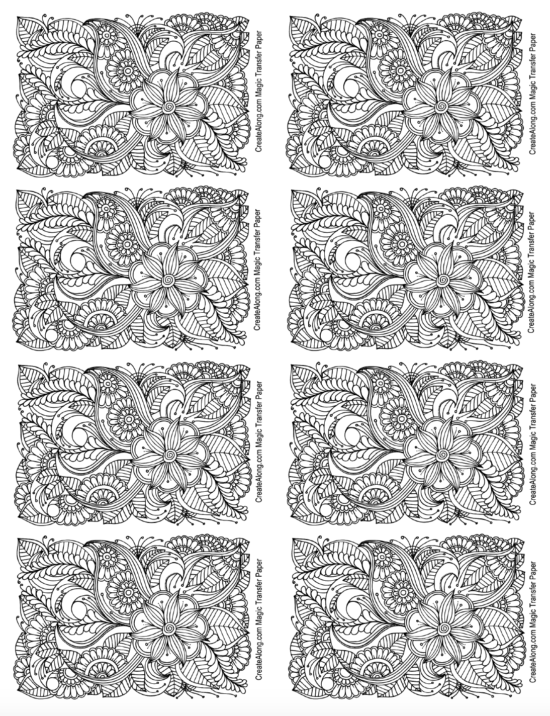 Digital Floral Fantasia Image Transfer PDF for creating images on raw polymer clay and for use with Magic Transfer Paper