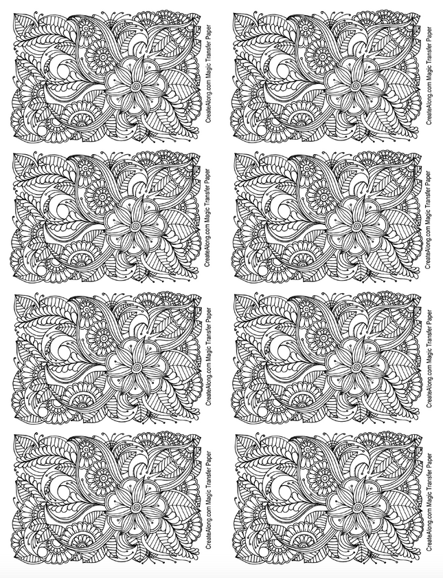 Digital Floral Fantasia Image Transfer PDF for creating images on raw polymer clay and for use with Magic Transfer Paper - Create Along 