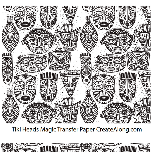 Digital Tiki Heads Image Transfer PDF for creating images on raw polymer clay and for use with Magic Transfer Paper