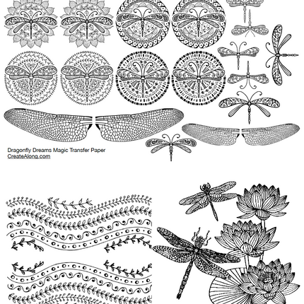 Digital Dragonfly Dreams Image Transfer PDF for creating images on raw polymer clay and for use with Magic Transfer Paper - Create Along 